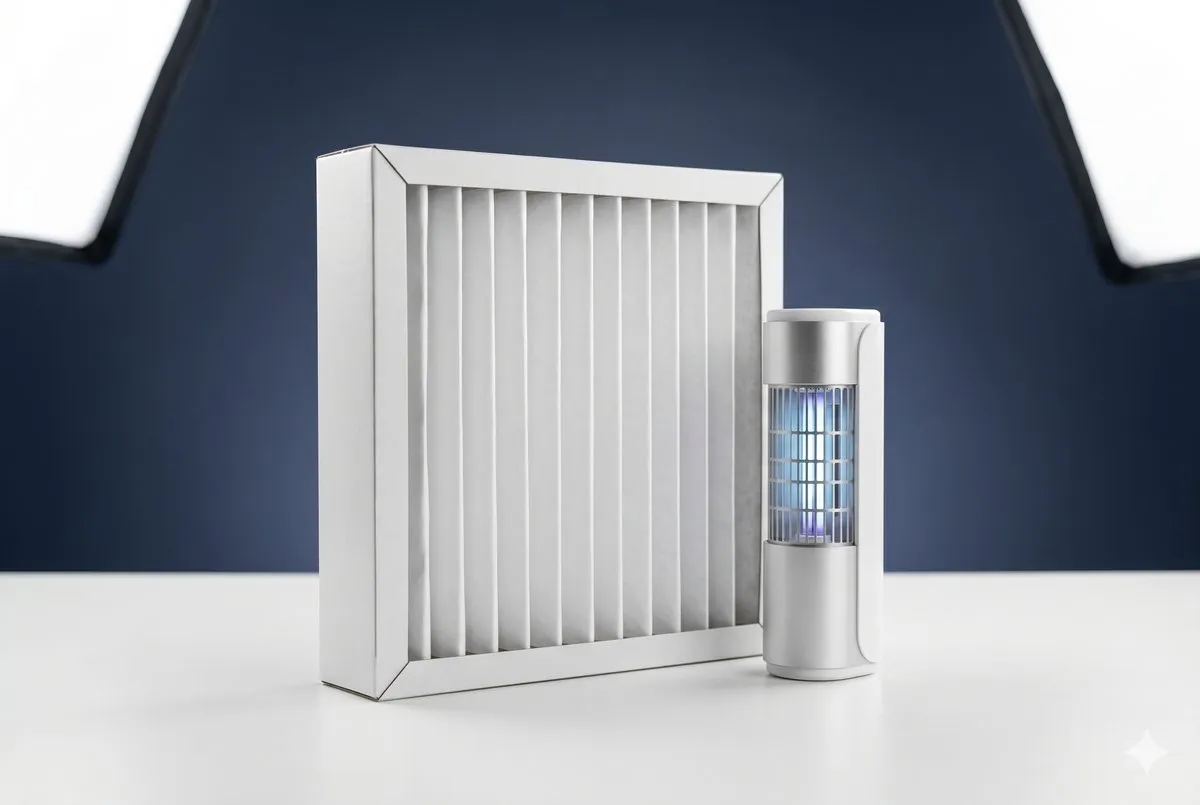 Indoor air quality equipment: media filter and UV-C purification