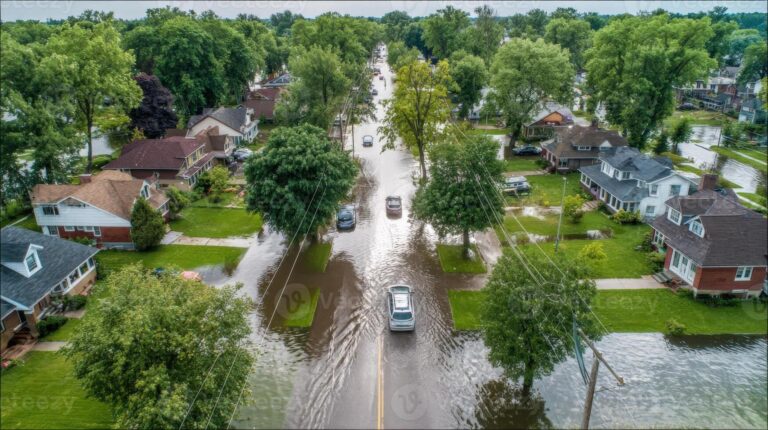 Street flooding in a northwest Houston neighborhood during hurricane season